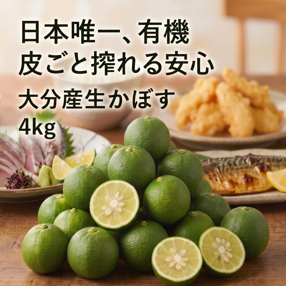 大分県産の無農薬・無添加の有機かぼすの画像。青果のかぼすを産地直送でお取り寄せ、通販で販売。