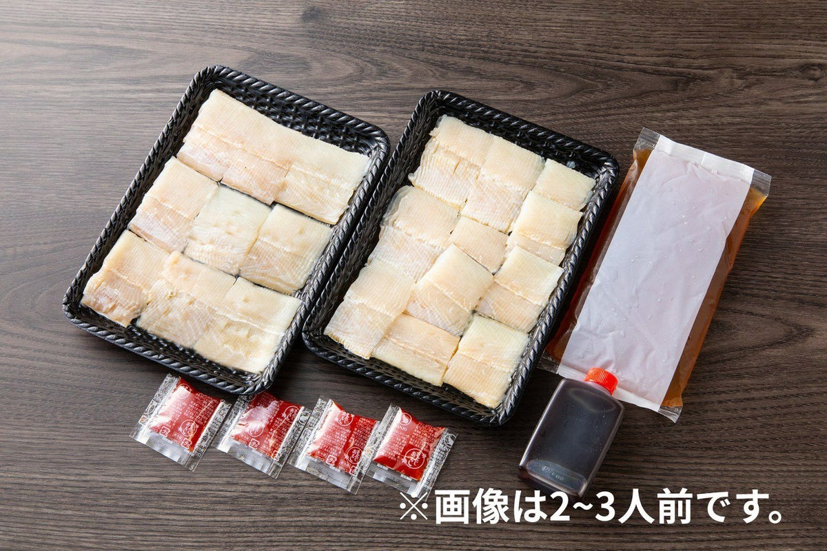 大分県産の上質な鱧（ハモ）を使用した「殿様はもしゃぶセット」の内容量画像。夏の味覚・鱧しゃぶを産地直送でお取り寄せ、通販でギフト購入。