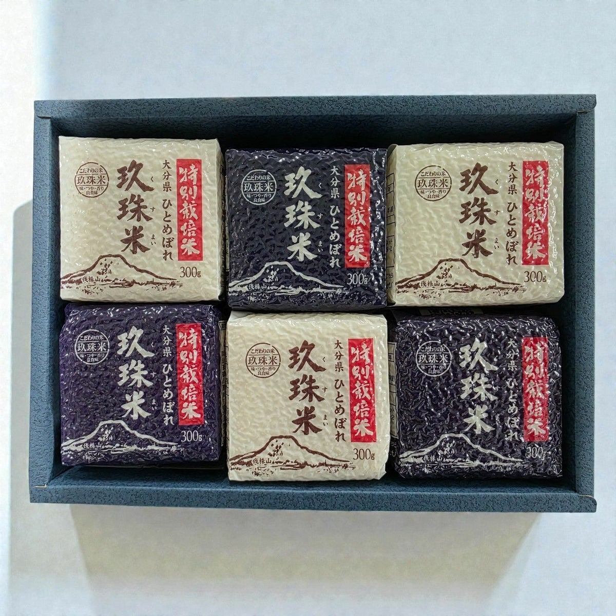 大分県玖珠町産の玖珠米（くすまい）真空パック6個セットの画像。少量ずつ新鮮な状態で食べれるお米を産地直送でお取り寄せ、通販で購入。